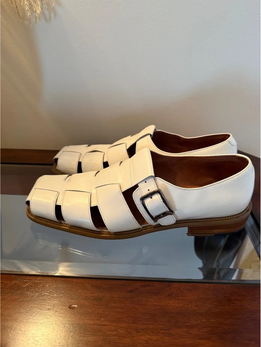Vintage Giorgio Brutini Private Collection White Leather Fisherman Sandals 12M
